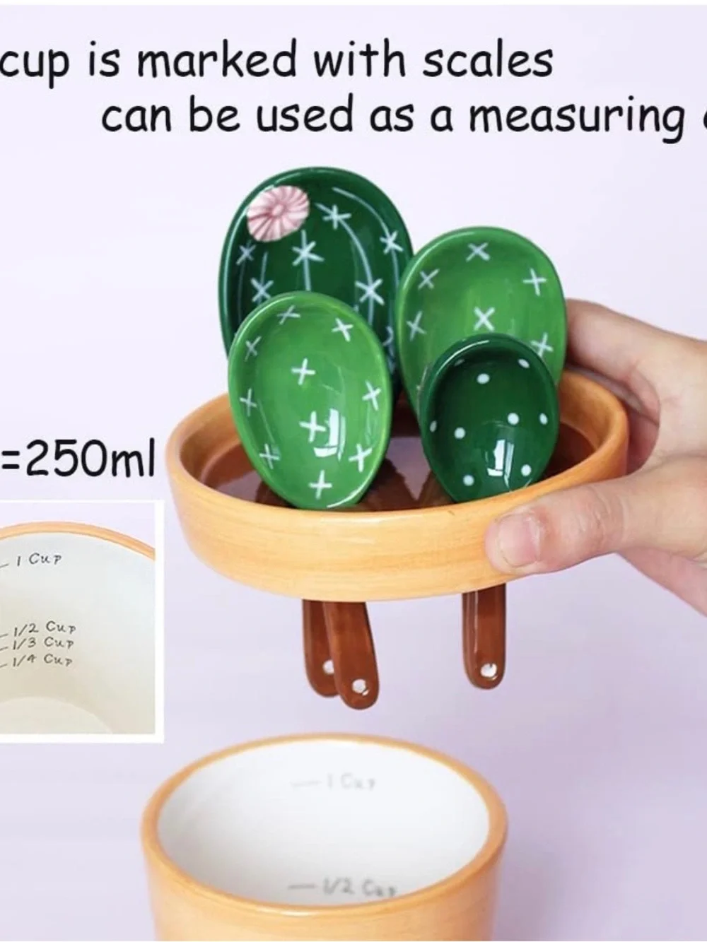 Baking measuring cup and spoons set, ceramic pot - for use and decoration